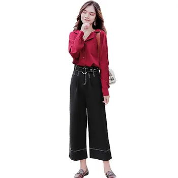 Spring Summer New Women Single Breasted V-Neck Long Sleeve Shirt+High Waist Trousers Sets Lady Two Pieces Elegant Sets Suits J76
Spring Summer New Women Single Breasted V-Neck Long Sleeve Shirt+High Waist Trousers Sets Lady Two Pieces Elegant Sets Suits J76