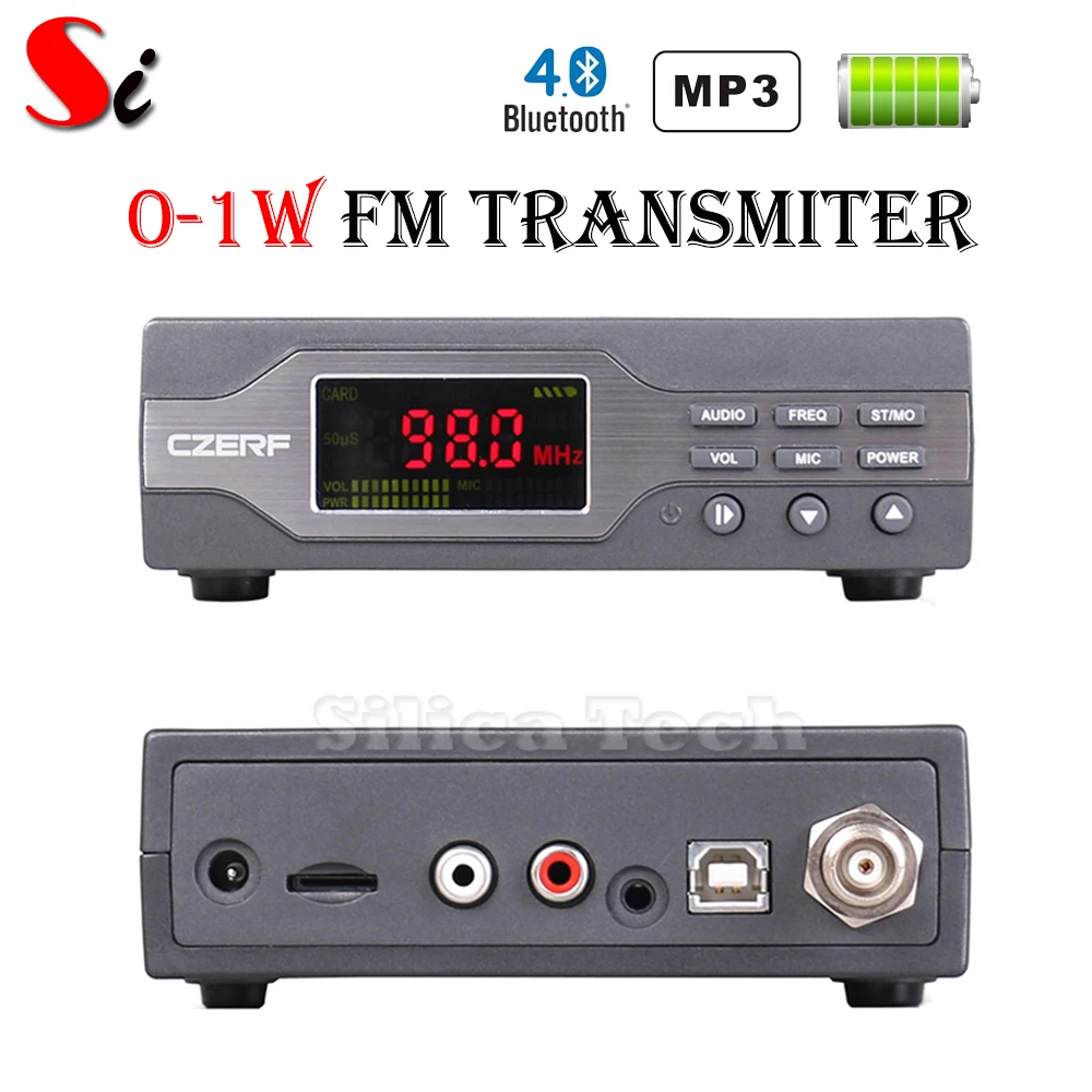 

0.1W/ 1W CZE-01B FM transmitter stereo pll radio broadcast Rubber Ant PS +TF slot +Bluetooth High Equipment Kit