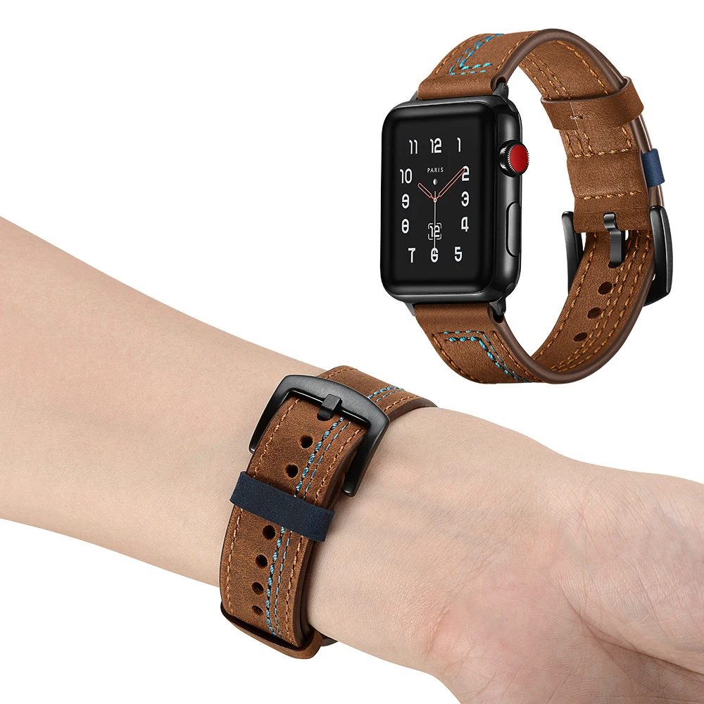 Genuine Cow Leather Watchband for Apple Watch 40mm 44mm 38mm 42mm Luxury Pin Buckle Army Strap Band for Iwatch 1 2 3 4
Genuine Cow Leather Watchband for Apple Watch 40mm 44mm 38mm 42mm Luxury Pin Buckle Army Strap Band for Iwatch 1 2 3 4