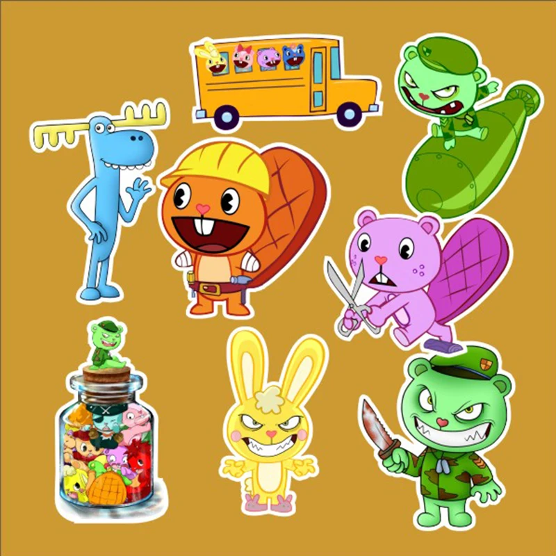 8Pcs/Lot Happy Tree Friends Lumpy Cuddles Handy Flippy Toothy Decal Notebook Skateboard Trolley Case Backpack Tables PVC Sticker
8Pcs/Lot Happy Tree Friends Lumpy Cuddles Handy Flippy Toothy Decal Notebook Skateboard Trolley Case Backpack Tables PVC Sticker