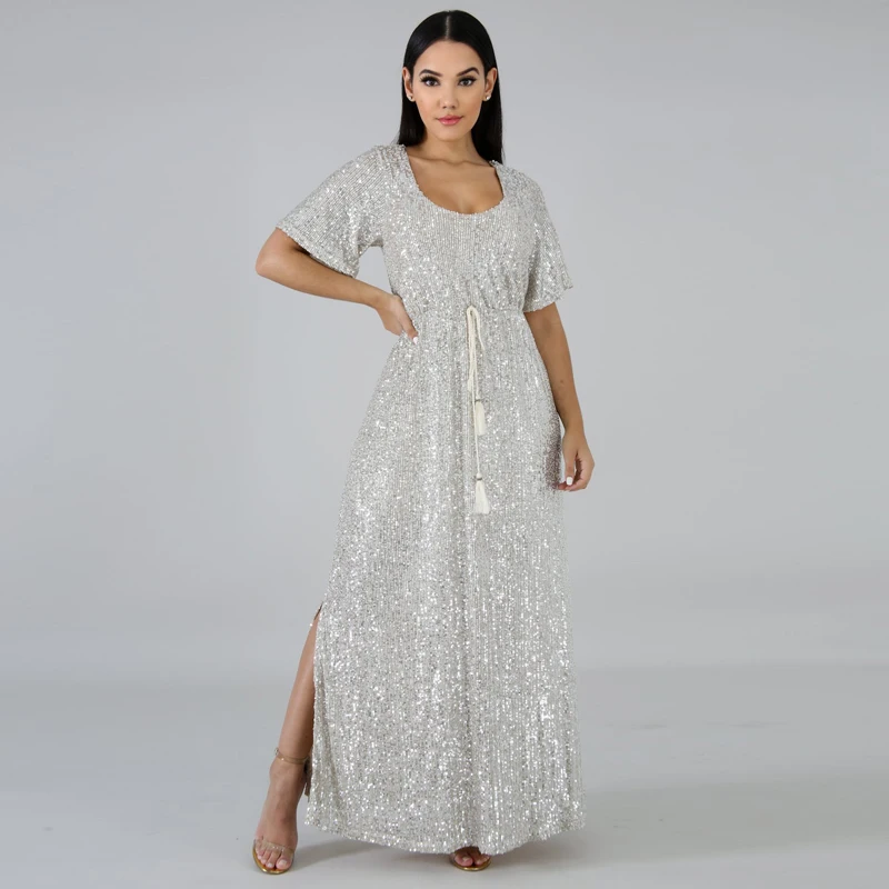 Vintage Sequins Short Sleeved Wrap Dress Luxury Loose Long Maxi Dresses For Women Clothes High Waist Split Sexy Bodycon Dress
Vintage Sequins Short Sleeved Wrap Dress Luxury Loose Long Maxi Dresses For Women Clothes High Waist Split Sexy Bodycon Dress
