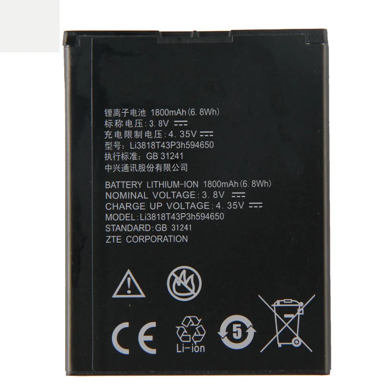 

Original Li3818T43p3h594650 phone battery For ZTE V889M U817 U795 U807 V956 N818 T807 U970 U930 1800mAh