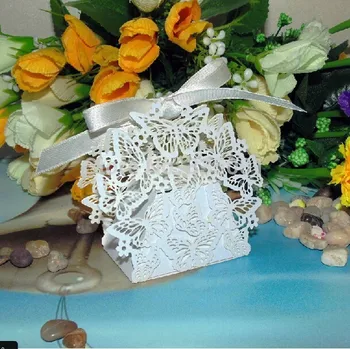 wedding candy favor box--Laser cut White Butterfly Candy packing,baby party shower candy box (with ribbon) 50pcs/lot
wedding candy favor box--Laser cut White Butterfly Candy packing,baby party shower candy box (with ribbon) 50pcs/lot
