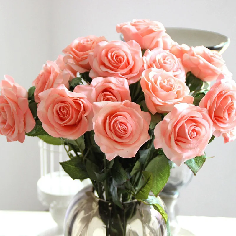 Высококачественные Искусственные цветы из влажной розы разноцветные настоящие