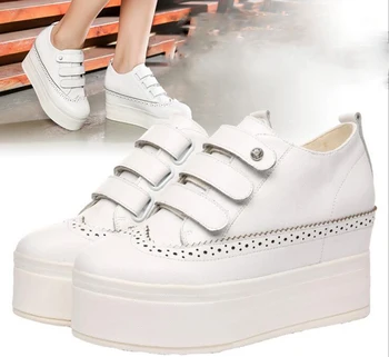 New Version of The Wedge with Casual Shoes Leather White Shoes Women's Increased 8-10cm Single Shoes
New Version of The Wedge with Casual Shoes Leather White Shoes Women's Increased 8-10cm Single Shoes