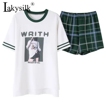 High Quality Cotton Women's Sleep & Lounge Sets Letter Print Round Neck Short Sleeve Tops and Shorts Ladies White T Shirts M-XL
High Quality Cotton Women's Sleep & Lounge Sets Letter Print Round Neck Short Sleeve Tops and Shorts Ladies White T Shirts M-XL