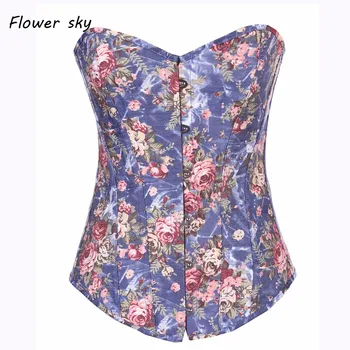 Goth Vintage Overbust Floral Demin Corset Flowers Lace up Jean Basque Highest Quality Flowers Pattern Sexy Costume
Goth Vintage Overbust Floral Demin Corset Flowers Lace up Jean Basque Highest Quality Flowers Pattern Sexy Costume