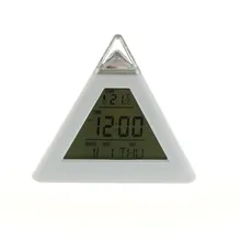 Pyramid LCD Digital Tunda Alarm LED 7 Perubahan Warna Waktu Minggu Data Suhu Thermometer Jam Home Decor 1 PCS terbaru(China)