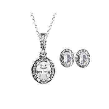 100% Genuine 925 Sterling Silver Vintage Elegance Pendant Jewelry Set for Women Clear CZ Necklaces Stud Earrings Jewelry
100% Genuine 925 Sterling Silver Vintage Elegance Pendant Jewelry Set for Women Clear CZ Necklaces Stud Earrings Jewelry