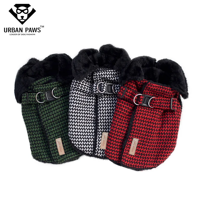 Image High Quality Brand Double Layer Fleece Dog Coat Winter Warm Plaid Dog Clothes European American Style Fittable Pet Clothes S 2XL