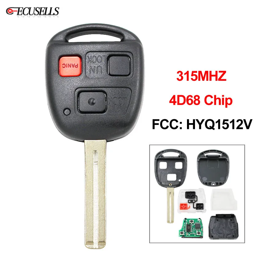Replacement 3 Button Remote Car Key 315MHZ 4D68 Chip FCC ID: HYQ1512V for Lexus GX470 2003-2009 LX470 2003-2007 - Short Blade
Replacement 3 Button Remote Car Key 315MHZ 4D68 Chip FCC ID: HYQ1512V for Lexus GX470 2003-2009 LX470 2003-2007 - Short Blade