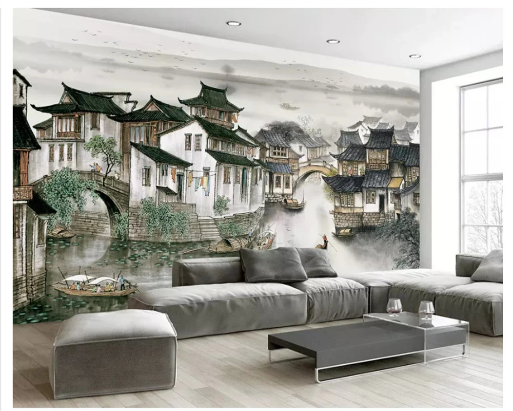 

beibehang Custom classic fashion stereo wallpaper ink painting background wall decoration painting wall papers home decor tapety