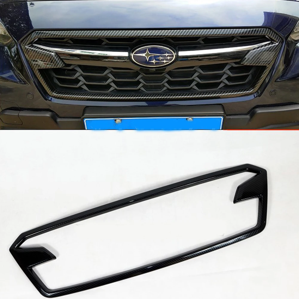 Carbon Fiber Style Front Center Grille Cover Trim For Subaru Crosstrek XV 2018