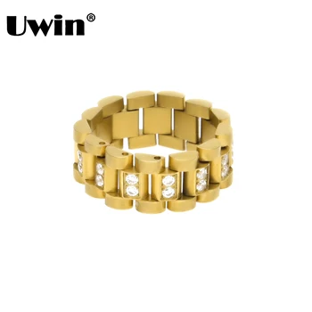 Top Quality Zircon Stainless Steel Watch Chain Style Ring Adjustment Size Gold&Steel Color Hip hop Fashion Charm 8-12 Ring
Top Quality Zircon Stainless Steel Watch Chain Style Ring Adjustment Size Gold&Steel Color Hip hop Fashion Charm 8-12 Ring