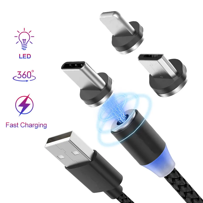 Metal Magnetic USB Cable For iPhone Type C Micro 2.4A Fast Charger LED Light For Samsung Xiaomi Huawei Android Phone Cord 1M
Metal Magnetic USB Cable For iPhone Type C Micro 2.4A Fast Charger LED Light For Samsung Xiaomi Huawei Android Phone Cord 1M