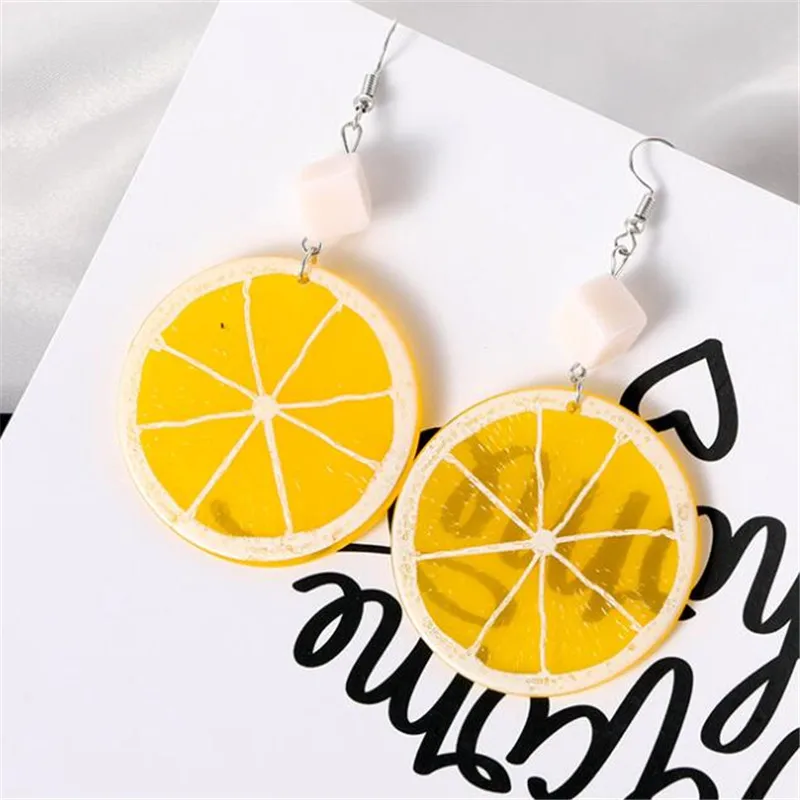 Trendy Lovely Charm Summer Fruit Orange Lemon Pendant Modern Drop Earrings New Geometric Earring Jewelry Women Sales
Trendy Lovely Charm Summer Fruit Orange Lemon Pendant Modern Drop Earrings New Geometric Earring Jewelry Women Sales