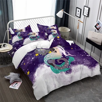 Princess Mermaid Bedding Set Girls Cartoon Duvet Cover Set Blue Purple Wave Print Bed Cover Colorful Bedclothes Home Textile
Princess Mermaid Bedding Set Girls Cartoon Duvet Cover Set Blue Purple Wave Print Bed Cover Colorful Bedclothes Home Textile