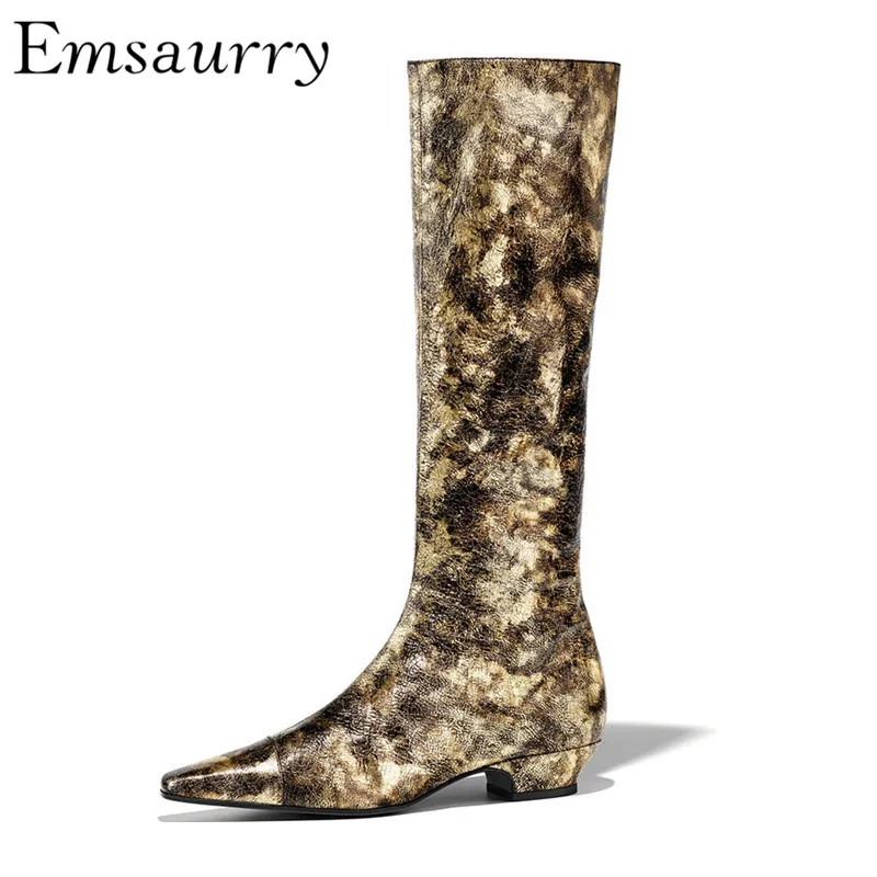 European Style Knee High Boots New Fashion Autumn Winter Leather Gold Metal Color Point Toe Women Booties
European Style Knee High Boots New Fashion Autumn Winter Leather Gold Metal Color Point Toe Women Booties