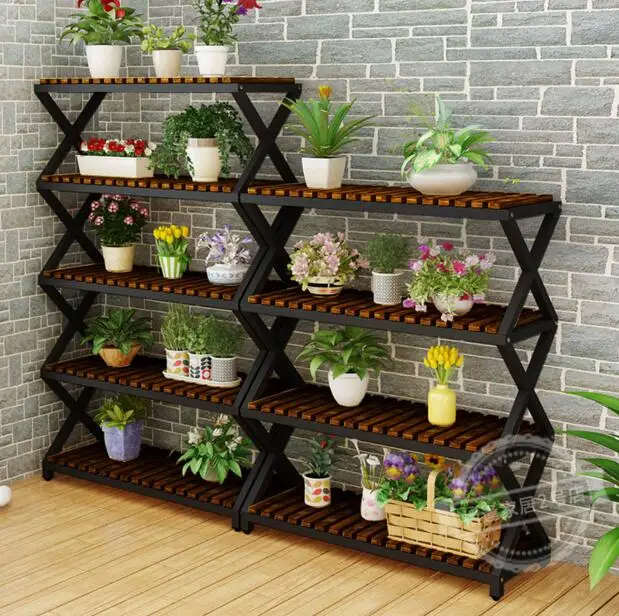 Iron art flower shelf solid wood anticorrosive multilayer x - shaped rack
Iron art flower shelf solid wood anticorrosive multilayer x - shaped rack