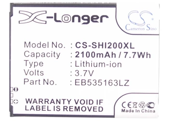 Cameron Sino 2100mAh Battery BAT1121,EB535163LZ for Samsung Admire 4G, SCH-i200 ,SCH-R820, / For MetroPCS SCH-R820
Cameron Sino 2100mAh Battery BAT1121,EB535163LZ for Samsung Admire 4G, SCH-i200 ,SCH-R820, / For MetroPCS SCH-R820