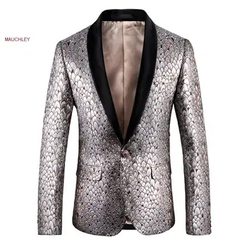 Slim Fit Blazers Fish Scales Printed Suit Blazer Men Blazer Walking Mens Jacket Veste Costume 5XL Large Size Winter Jecket 2019
Slim Fit Blazers Fish Scales Printed Suit Blazer Men Blazer Walking Mens Jacket Veste Costume 5XL Large Size Winter Jecket 2019