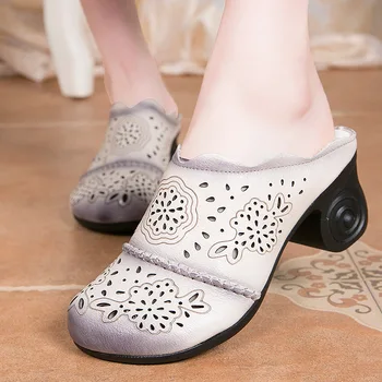 Nice Summer Women Shoes Slippers Thick Heels Sandals Genuine Leather Handmade Hollow Cover Toes Comfotable Women Slides
Nice Summer Women Shoes Slippers Thick Heels Sandals Genuine Leather Handmade Hollow Cover Toes Comfotable Women Slides