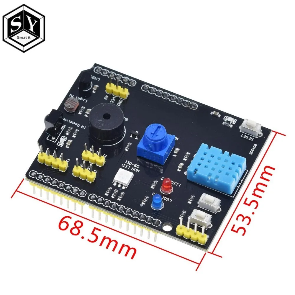 DHT11 LM35 Temperature Humidity Sensor Multifunction Expansion Board Adapter For Arduino UNO R3 RGB LED IR Receiver Buzzer I2C
DHT11 LM35 Temperature Humidity Sensor Multifunction Expansion Board Adapter For Arduino UNO R3 RGB LED IR Receiver Buzzer I2C