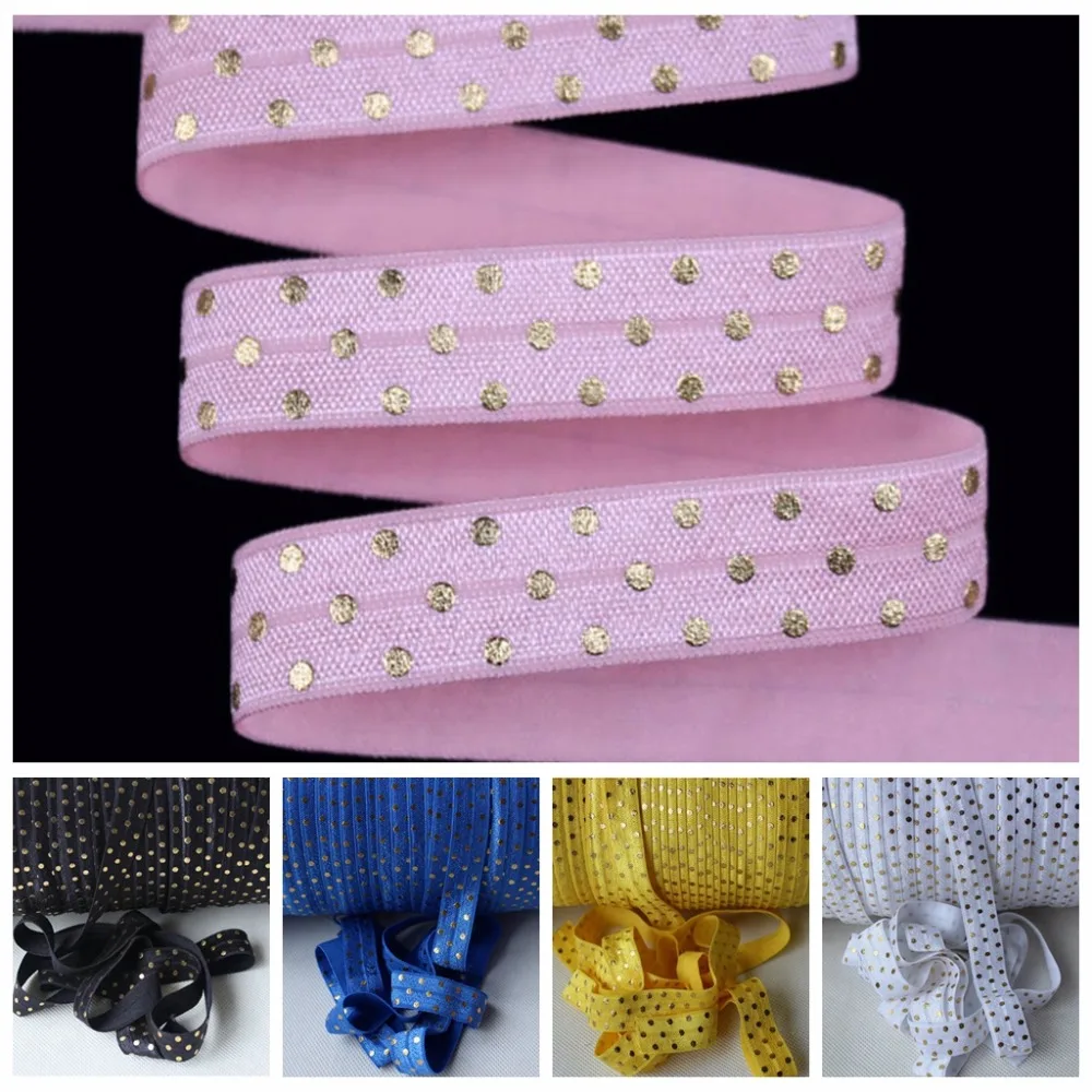 23 Colors Gold Foil polka dots fold over elastic, 5/8" gold dot FOE elastic,50 yards/lot
23 Colors Gold Foil polka dots fold over elastic, 5/8" gold dot FOE elastic,50 yards/lot