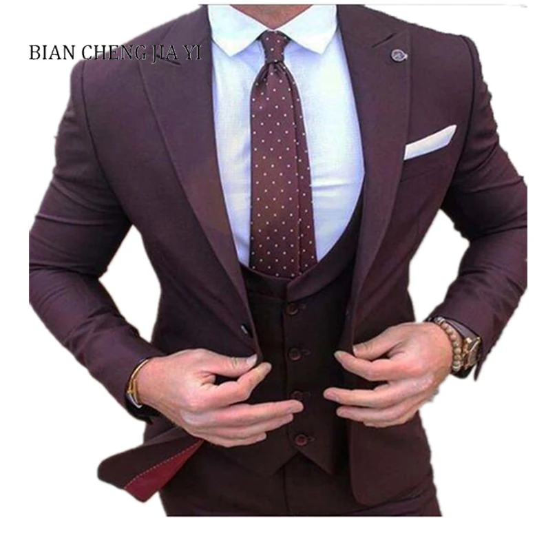New Style Burgundy Groom suitsTuxedos 3 Pieces Wedding Suits Groomsmen Best Man (Jacket+Pants+vest) Formal Business Suit for Men
New Style Burgundy Groom suitsTuxedos 3 Pieces Wedding Suits Groomsmen Best Man (Jacket+Pants+vest) Formal Business Suit for Men
