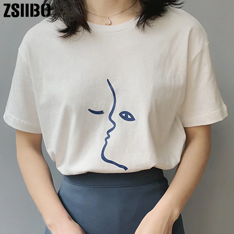 2019 summer T-shirt female makeup printing Harajuku personality fashion ins casual loose O-neck new shelves women's T-shirt tops
2019 summer T-shirt female makeup printing Harajuku personality fashion ins casual loose O-neck new shelves women's T-shirt tops