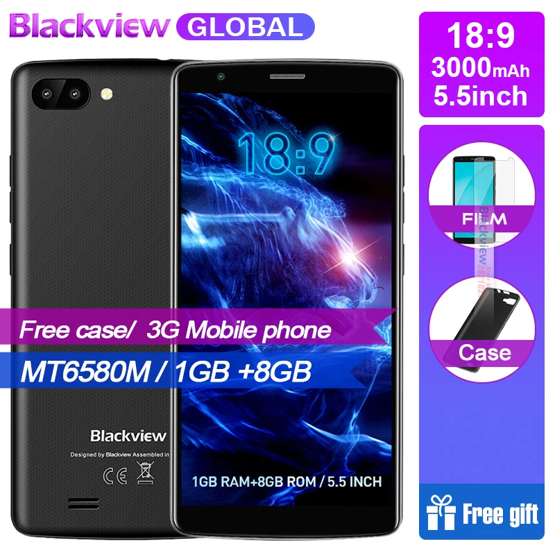 Fast shipping Blackview A20 Smartphones 18:9 5.5 inch Android Go dual Camera 1GB 8GB MT6580M 5MP 3G Mobile phone
Fast shipping Blackview A20 Smartphones 18:9 5.5 inch Android Go dual Camera 1GB 8GB MT6580M 5MP 3G Mobile phone