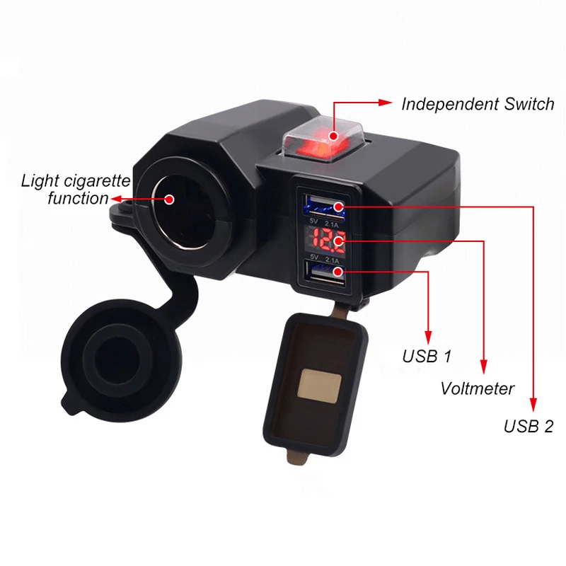 Dual USB Motorcycle Cigarette Lighter Socket LED Voltmeter Adapter Splitter Power Port LED Voltage Display For iphone Android
Dual USB Motorcycle Cigarette Lighter Socket LED Voltmeter Adapter Splitter Power Port LED Voltage Display For iphone Android