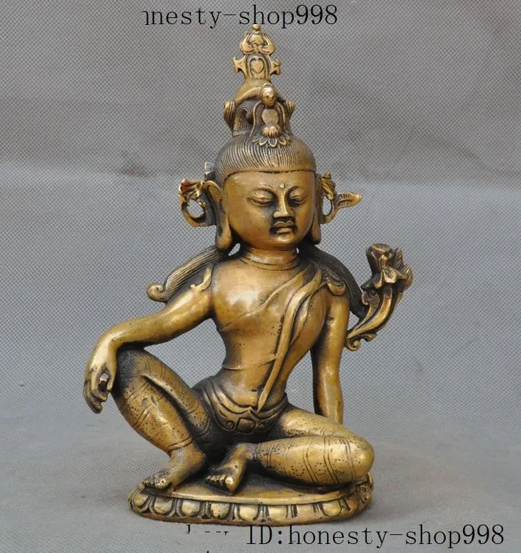 

Crafts statue 8"Old Tibet Buddhism Fane bronze Tara kwan-yin GuanYin Bodhisattva Buddha statue