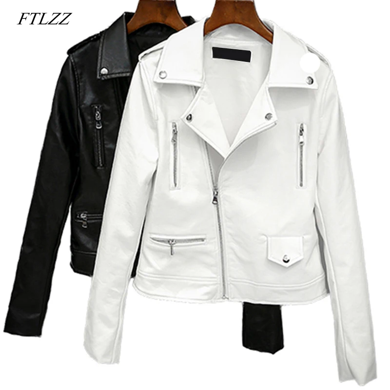 FTLZZ 2019 New Spring Autumn Women Biker Leather Jacket Soft Pu Punk Outwear Casual Motor Faux Leather Black White Jacket
FTLZZ 2019 New Spring Autumn Women Biker Leather Jacket Soft Pu Punk Outwear Casual Motor Faux Leather Black White Jacket