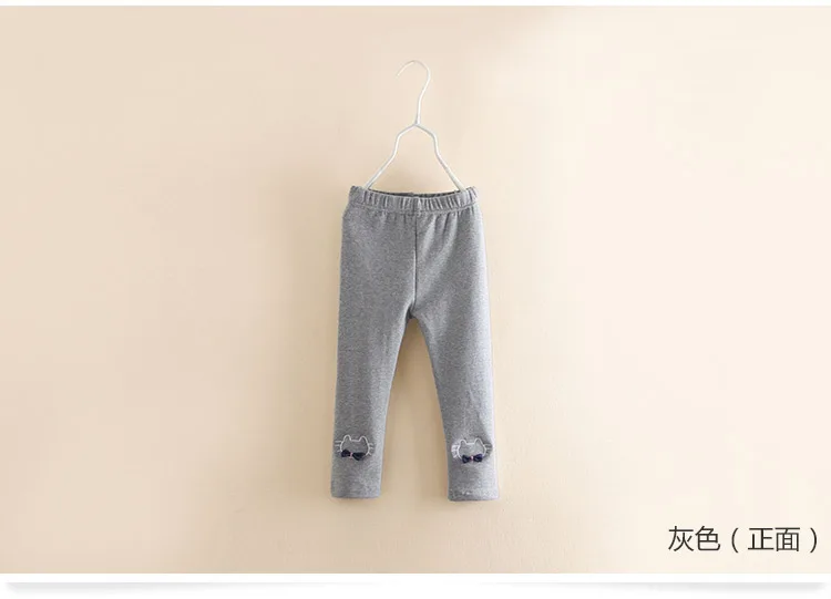 2018 Spring Autumn Kids Children Birthday Gift Solid Color Pink Navy Blue Gray Cat Bow Embroidery Butterfly Leggings For Girls (5)