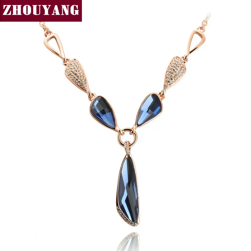 ZHOUYANG Top Quality Luxury Blue Crystal Party Jewelry Rose Gold Color Pendant Necklace Austrian Crystal ZYN575 ZYN576
ZHOUYANG Top Quality Luxury Blue Crystal Party Jewelry Rose Gold Color Pendant Necklace Austrian Crystal ZYN575 ZYN576