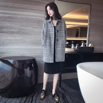 2020 winter outwear new Korean version of the new women's long section houndstooth wool coat female HY5208
2020 winter outwear new Korean version of the new women's long section houndstooth wool coat female HY5208
