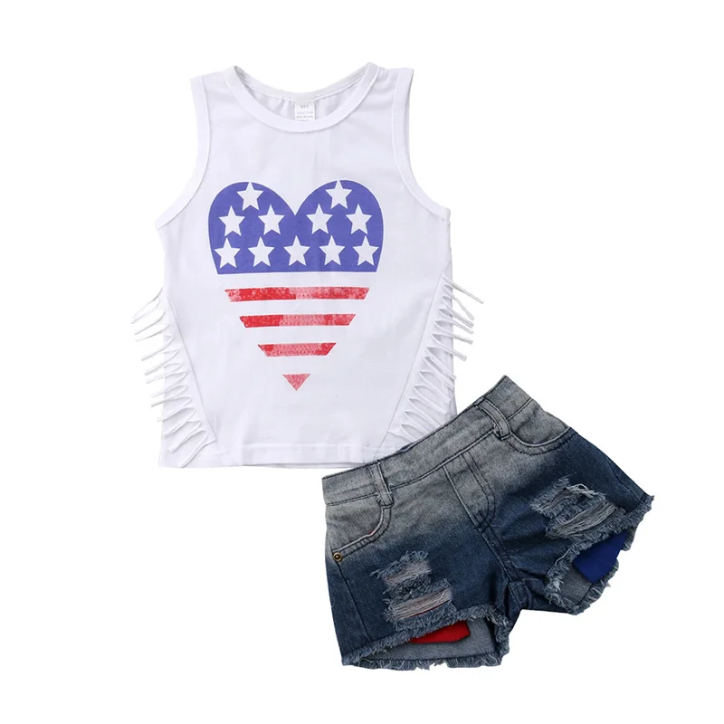 Toddler Girl Clothes Set Girls 2019 Summer Outfits Kids Fashion Children Tassels Sleeveless Top + Denim Shorts 18M to 9 Years
Toddler Girl Clothes Set Girls 2019 Summer Outfits Kids Fashion Children Tassels Sleeveless Top + Denim Shorts 18M to 9 Years