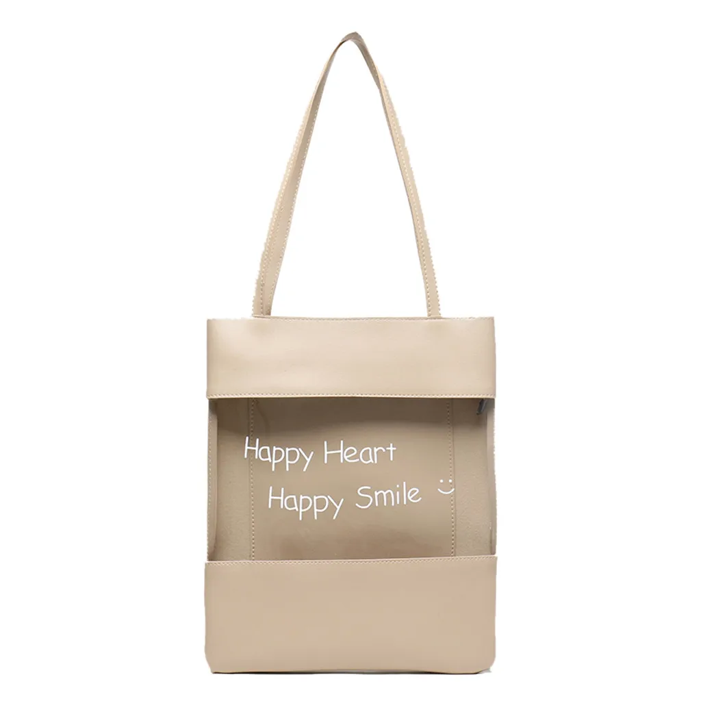 Women's Fashion Letter Transparent Handbag Large Capacity Shoulder Bag Handbag Messenger Bags bolsa feminina
Women's Fashion Letter Transparent Handbag Large Capacity Shoulder Bag Handbag Messenger Bags bolsa feminina