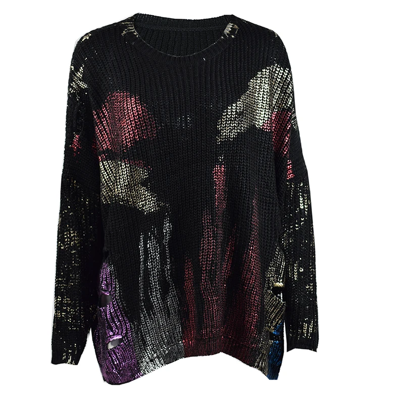 NewAsia 2019 Sweater Women Metallic Print Oversized Korean Style Sweater Long Sleeve Casual Pullover Hollow Out Knitted Jumper 
NewAsia 2019 Sweater Women Metallic Print Oversized Korean Style Sweater Long Sleeve Casual Pullover Hollow Out Knitted Jumper