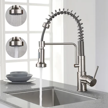 Kitchen Faucet Brushed Nickel Bolden Single Handle Commercial with Dual Function Pull Down Spray Head Finish
Kitchen Faucet Brushed Nickel Bolden Single Handle Commercial with Dual Function Pull Down Spray Head Finish