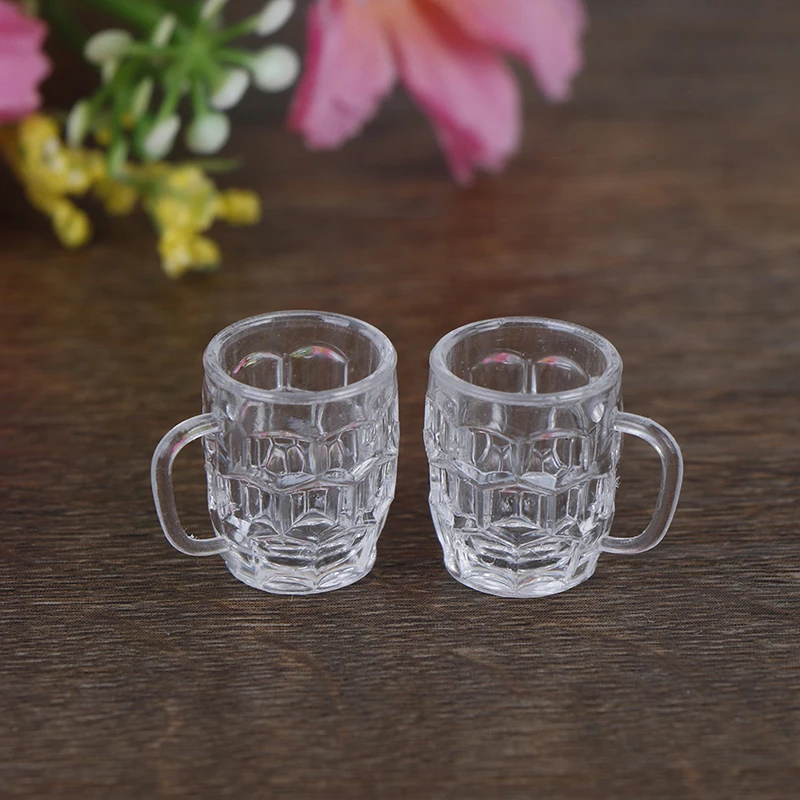 

2Pcs DIY Cups Goblet Mini Drink Wine Beer Cup Dollhouse Craft Glass Model 1:12 Scale Miniature Home Decoration