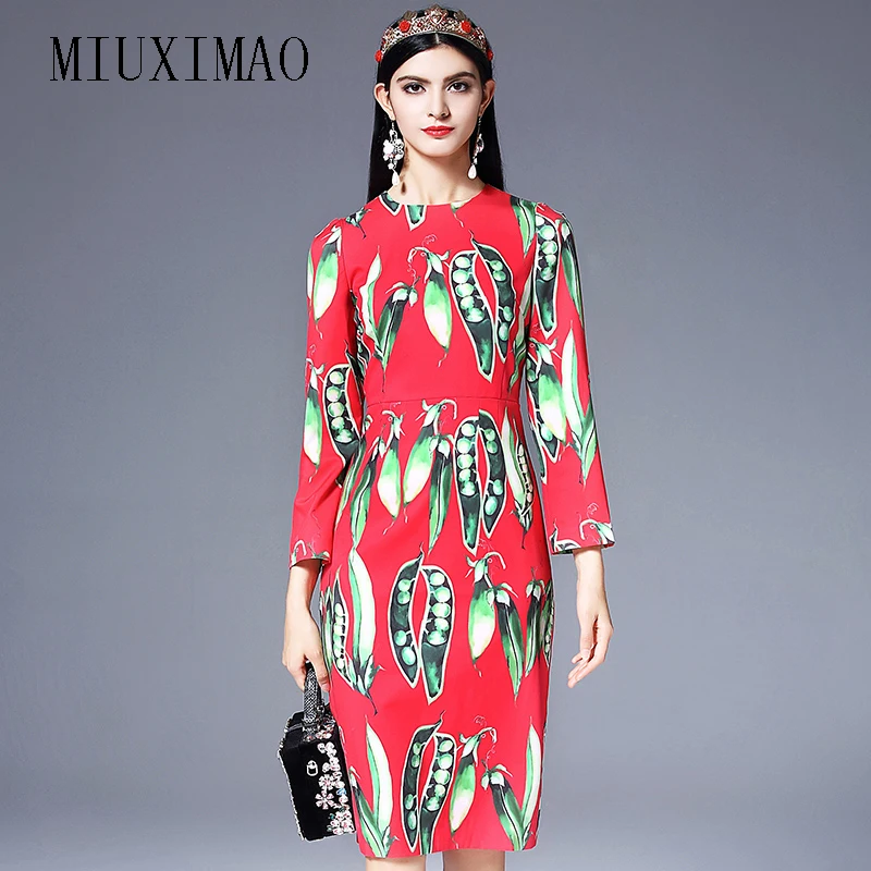 High Quality 2018 Spring & Summer Newest Fashion A-Line O-Neck Full Sleeve Vegetables Pea Print Elegant Knee-Length Dress Women
High Quality 2018 Spring & Summer Newest Fashion A-Line O-Neck Full Sleeve Vegetables Pea Print Elegant Knee-Length Dress Women
