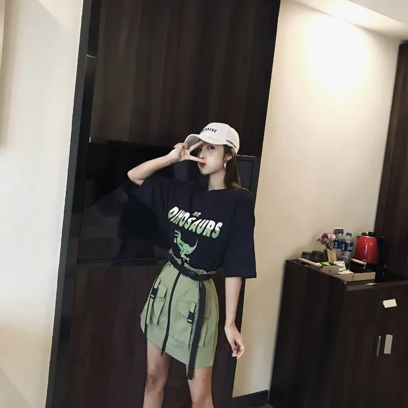 Korean Zipper One-Step Women's Skirt with Belt Korean Zipper One-Step Women's Skirt with Belt