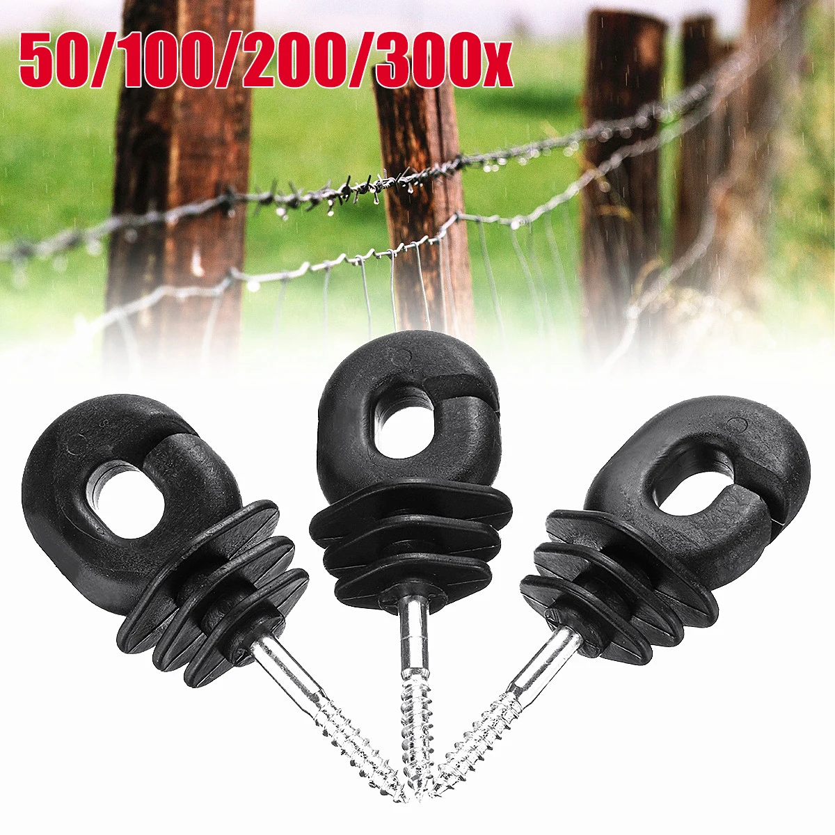 50 Pcs Screw In Insulator-Electric Fence Fencing Polywire Poly Wire Rope Wood