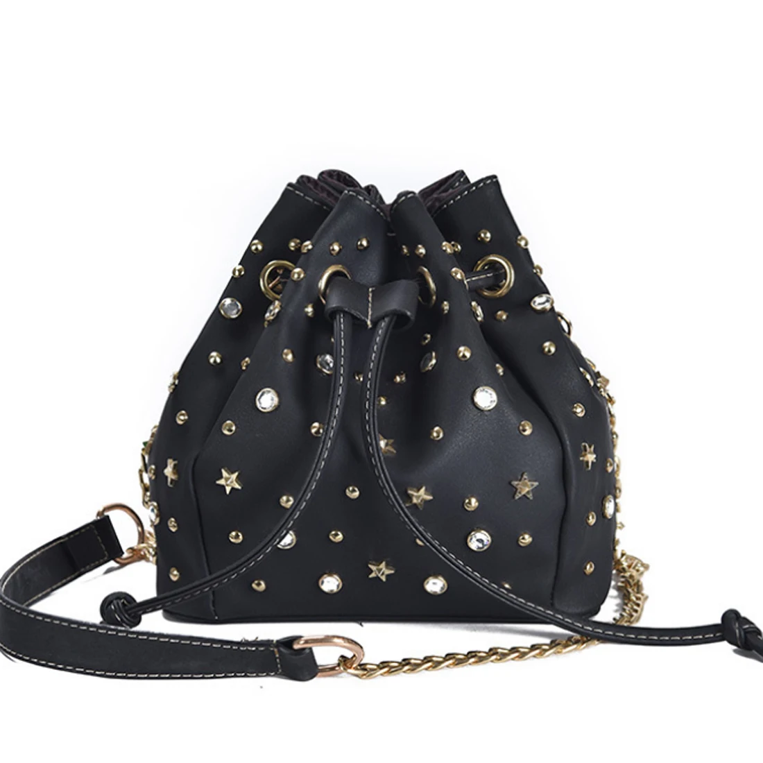 SFG HOUSE Rivet Design Bucket Bag Fashion Drawstring Shoulder Bag High Quality Crystal Messenger Bags Casual Women Crossbody bag
SFG HOUSE Rivet Design Bucket Bag Fashion Drawstring Shoulder Bag High Quality Crystal Messenger Bags Casual Women Crossbody bag