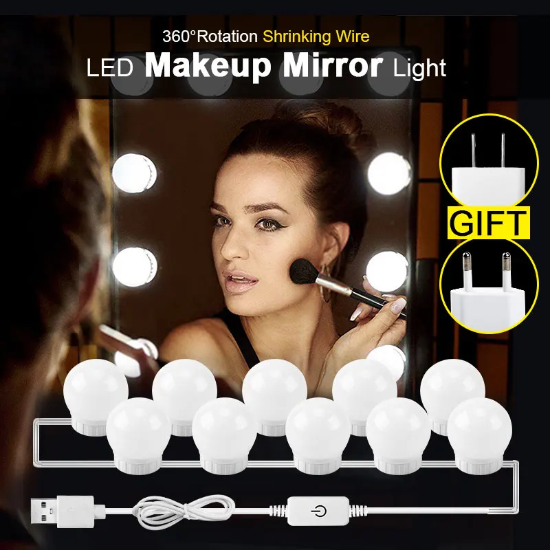 Hollywood Style Vanity Mirror Light Bulbs Kit USB/EU/US Charging Table Desktop Cosmetic Light Dimmable Adjustable Makeup Light
Hollywood Style Vanity Mirror Light Bulbs Kit USB/EU/US Charging Table Desktop Cosmetic Light Dimmable Adjustable Makeup Light