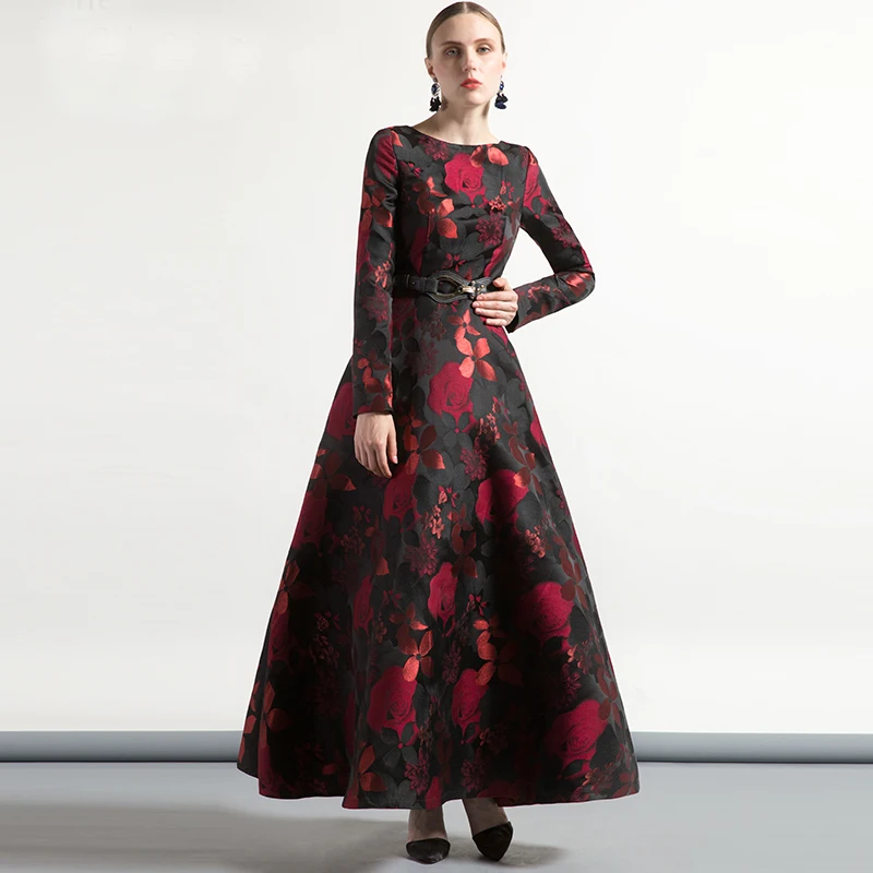 High Quality Elegant Women Long Sleeve Long Maxi Dress Fall Plus Size Floral Lady Jacquard Autum winter Dress vintage Fashion
High Quality Elegant Women Long Sleeve Long Maxi Dress Fall Plus Size Floral Lady Jacquard Autum winter Dress vintage Fashion