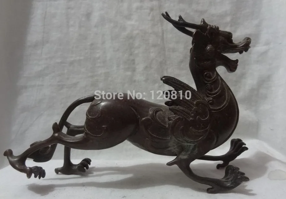 8" Chinese Bronze Animal BiXie Protect FengShui Fly Dragon Kylin Unicorn Statue
8" Chinese Bronze Animal BiXie Protect FengShui Fly Dragon Kylin Unicorn Statue