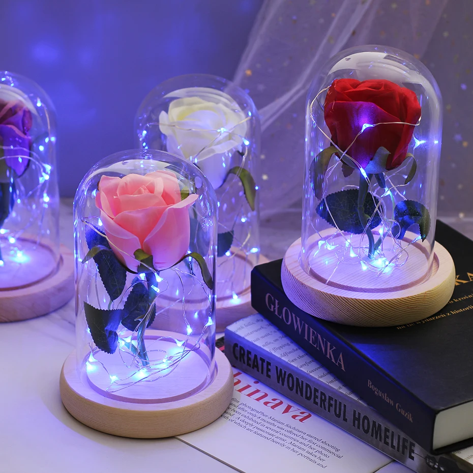 LED Battery Romance Eternal Life Flower Glass Cover Rose In A Flask Lamp Mother Day Present Birthday Valentine's Day Gifts Decor
LED Battery Romance Eternal Life Flower Glass Cover Rose In A Flask Lamp Mother Day Present Birthday Valentine's Day Gifts Decor